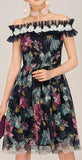 Floral-Appliques Mesh Dress