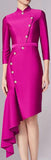 Asymmetrical Button-Embellished Dress