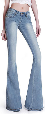 Low-Rise Flared-Leg Jeans - Light or Dark Wash - DESIGNER INSPIRED FASHIONS
