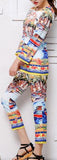 Colorful Print Top & Capri Pant Set - DESIGNER INSPIRED FASHIONS