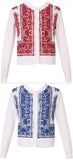 Porcelain Print Knit Cardigan Sweater, Red or Blue - DESIGNER INSPIRED FASHIONS