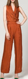 Draped V-Neck Jumpsuit - (Light Blue, Green, Terracotta Red) - DESIGNER INSPIRED FASHIONS