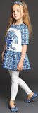 Blue & White Majolica Tile Print Tunic Dress - DESIGNER INSPIRED FASHIONS