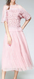 Silk & Lace Blend Top & Skirt Set, Pink - DESIGNER INSPIRED FASHIONS
