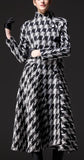 Houndstooth Long Wool Coat - DESIGNER INSPIRED FASHIONS