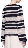 Striped Lacey Knit Sweater - DESIGNER INSPIRED FASHIONS
