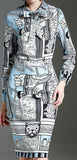 Printed Neck-Tie Blouse & Skirt Set - DESIGNER INSPIRED FASHIONS
