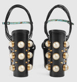 Leather Platform Sandals, Black - DESIGNER INSPIRED FASHIONS