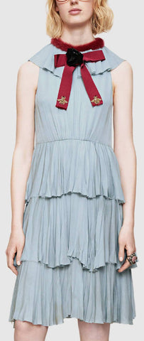 Sleeveless Ruffled Dress, Light Blue - DESIGNER INSPIRED FASHIONS