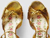 Metallic Leather Platform Sandals, Gold - DESIGNER INSPIRED FASHIONS