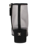 Mesh and Grosgrain Flower Cap Toe Short Boots