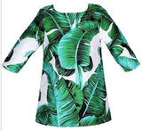 Banana Leaf Print Long Sleeve Dress - DESIGNER INSPIRED FASHIONS