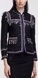 Star-Embellished Fringe Tweed Jacket - DESIGNER INSPIRED FASHIONS
