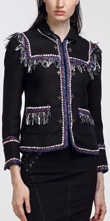 Star-Embellished Fringe Tweed Jacket - DESIGNER INSPIRED FASHIONS