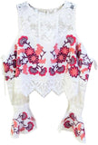 'Cecilia' Flower Embroidered Cold-Shoulder Crop Top - White or Black - DESIGNER INSPIRED FASHIONS