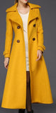 Full-Length Wool Pea Coat in Yellow - DESIGNER INSPIRED FASHIONS