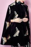Velour Cape Coat with Embroidery - DESIGNER INSPIRED FASHIONS