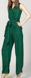 Draped V-Neck Jumpsuit - (Light Blue, Green, Terracotta Red) - DESIGNER INSPIRED FASHIONS