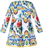 Dress & Handbag Set - ( Multi-Majolica, Blue & White Majolica, Rose Print)