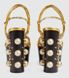 Metallic Leather Platform Sandals, Gold - DESIGNER INSPIRED FASHIONS