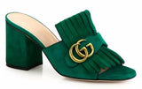 Marmont Fringed Suede Mules - Black, Green, Yellow or Pink - DESIGNER INSPIRED FASHIONS