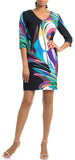 Multi Colored Abstract Print Silk Mini Dress