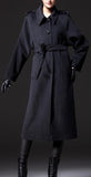 Single-Breasted Long Wool Coat in Dark Grey - DESIGNER INSPIRED FASHIONS