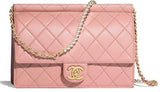 Flap Bag with Pearl Chain, Pink | DESIGNER INSPIRED FASHIONS