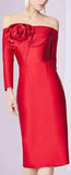 Off-the-Shoulder Red Rose Dress