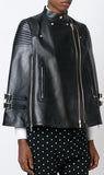 Faux-Leather Biker Cape Jacket in Black - DESIGNER INSPIRED FASHIONS