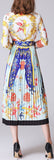 Shell Printed Pleated Wrap Dress