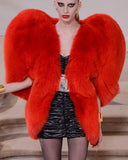 Faux-Fur Heart Cape Coat in Red - DESIGNER INSPIRED FASHIONS