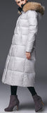 Fur-Hooded Long Puffer Coat, Black or Grey