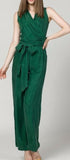 Draped V-Neck Jumpsuit - (Light Blue, Green, Terracotta Red) - DESIGNER INSPIRED FASHIONS