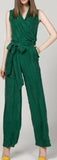 Draped V-Neck Jumpsuit - (Light Blue, Green, Terracotta Red) - DESIGNER INSPIRED FASHIONS