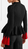 Ribbed Peplum Cardigan