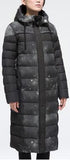 Space Print Paneled Puffer Coat, Black