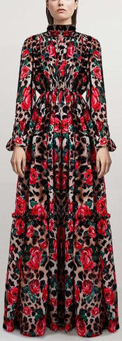 Rose Leopard Print Gown