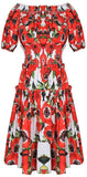 Printed Off-the-shoulder Poplin Mini Dress