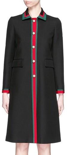 Web Ribbon Trim Coat in Black - DESIGNER INSPIRED FASHIONS