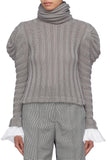 'Countess of Greystoke' Puff Shoulder Knit Turtleneck Top