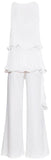 Asymmetrical Plisse Top and Pant Set - Black or White