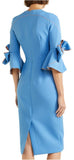 Lavette Bow Sleeves Dress, Light Blue