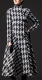 Houndstooth Long Wool Coat - DESIGNER INSPIRED FASHIONS