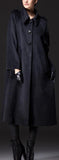 Single-Breasted Long Wool Coat in Dark Grey - DESIGNER INSPIRED FASHIONS