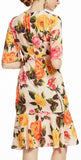 Multicolored Rose Fluted-Hem Dress