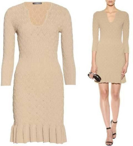 Knit Textured Stretchy Wool Dress - DESIGNER INSPIRED FASHIONS