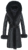 Fox-Fur Hooded Puffer Down Coat in Black or Dark Grey - DESIGNER INSPIRED FASHIONS