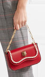 Broadway Mini Embellished Leather Shoulder Bag - Red or Black
