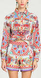 Carretto Print Blouse and Short Set